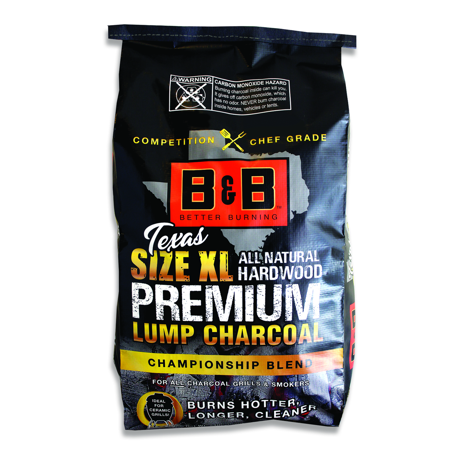 B\u0026B Charcoal Texas XL Premium All Natural Championship Blend Lump Charcoal 24 lb - Intensery