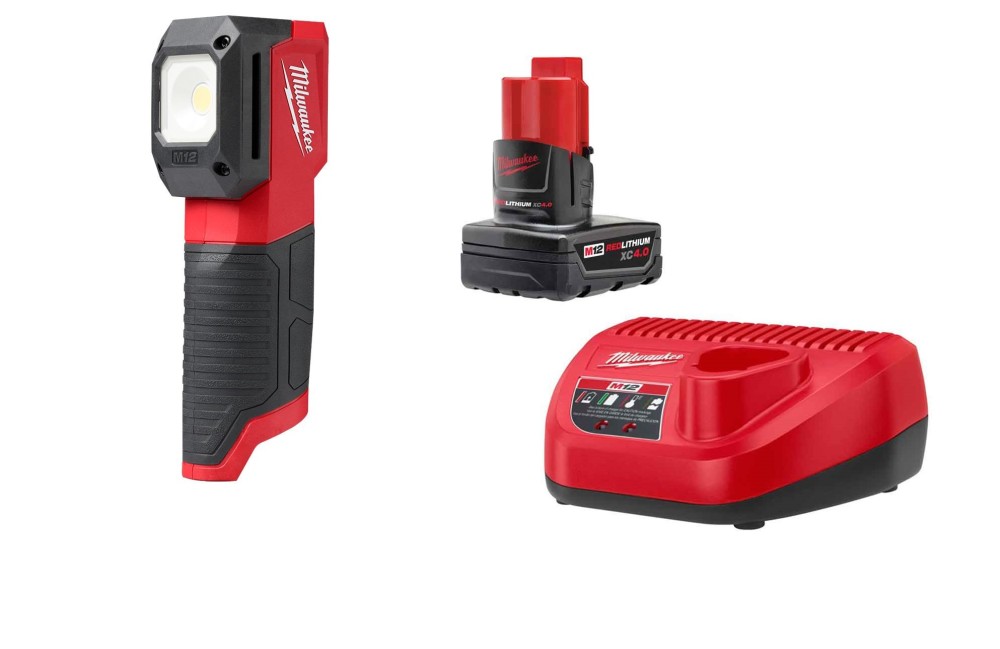 Milwaukee M12 Paint and Detailing Color Match Light with REDLITHIUM XC4.0 Starter Kit Bundle - Intensery