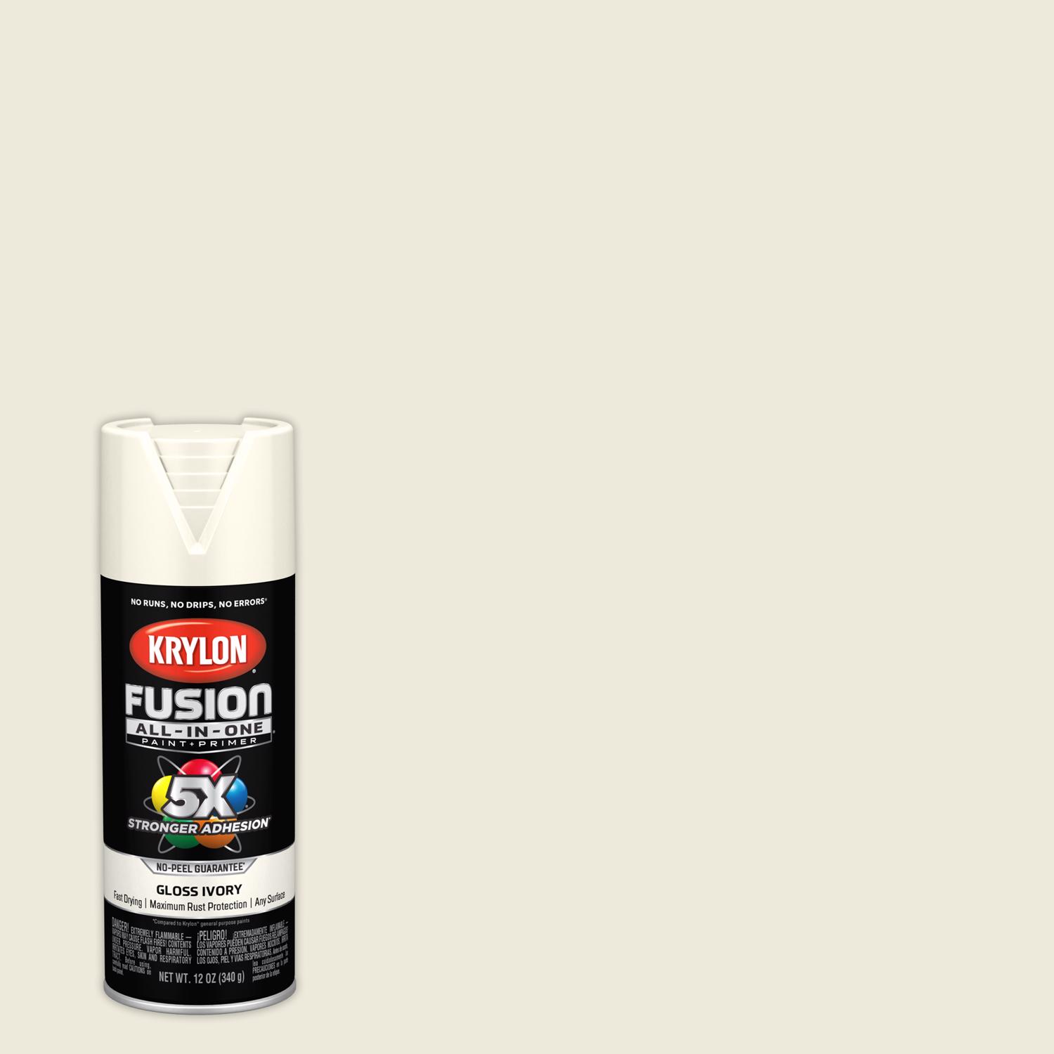 Krylon Fusion All-In-One Gloss Ivory Paint+Primer Spray Paint 12 oz - Intensery