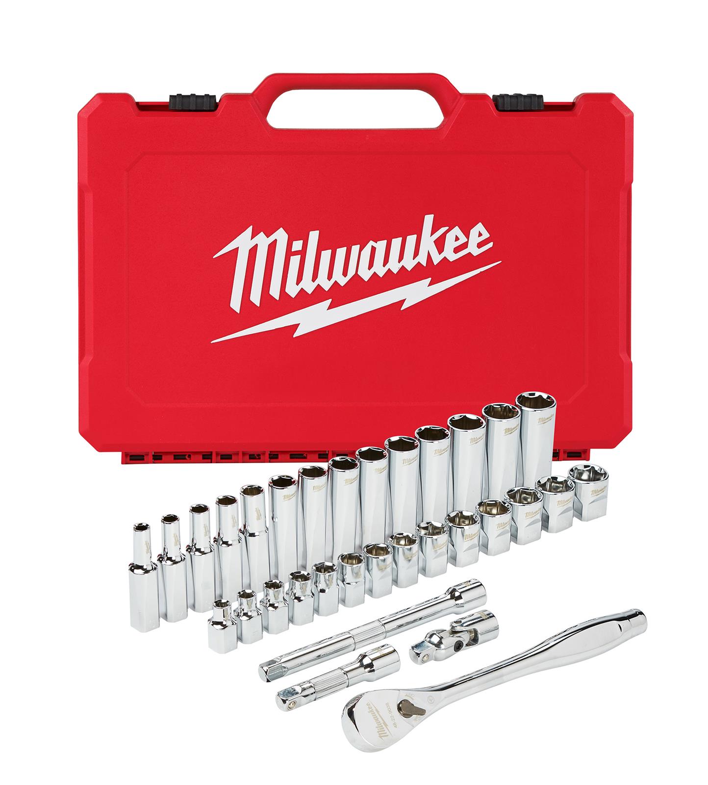 Milwaukee Tool 48-22-9508 Milwaukee 32-Piece Ratchet and Socket Sets - Intensery