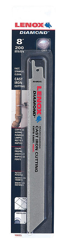 Lenox 8 in. Diamond Grit Reciprocating Saw Blade 24 TPI 1 pk - Intensery