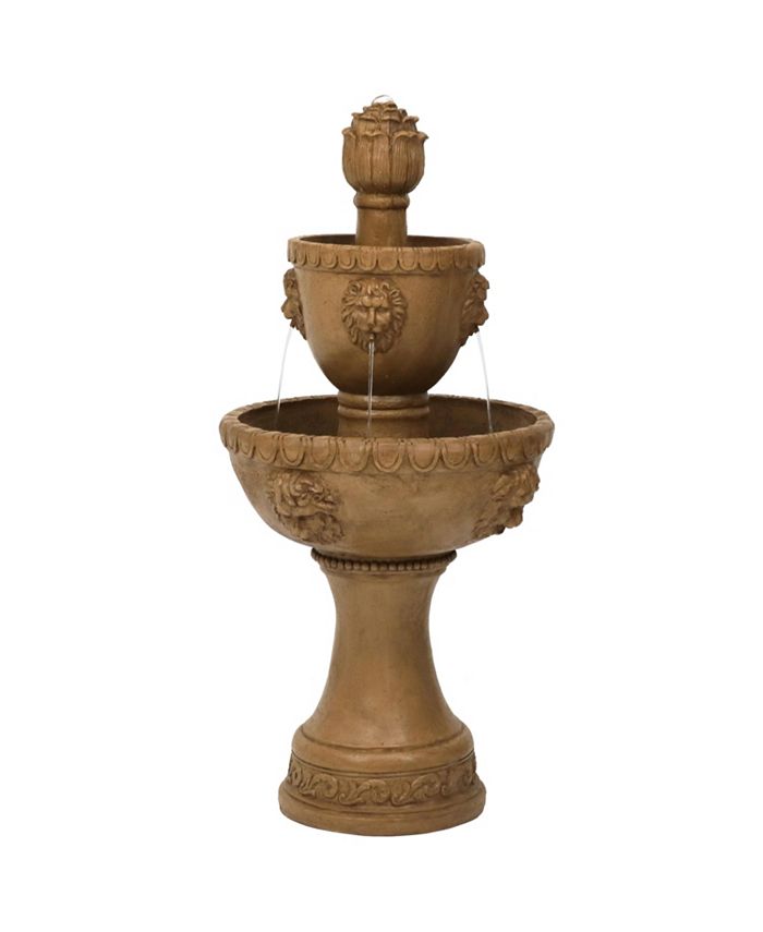 Sunnydaze Decor Contemporary Lion Polyresin Outdoor 2-Tier Water Fountain - Intensery