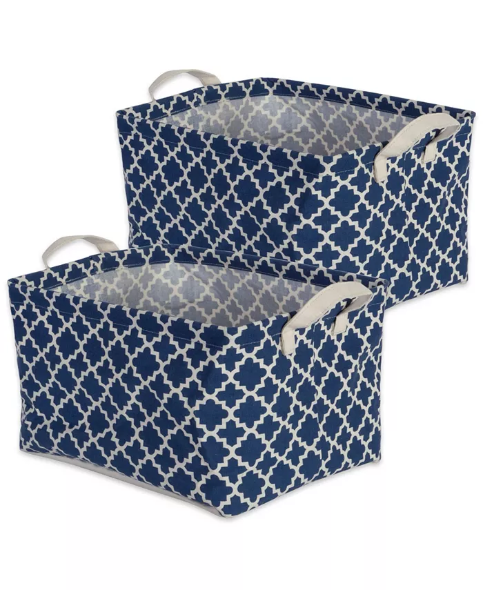 Design Imports Polyethylene Coated Cotton Polyester Laundry Bin Lattice Rectangle Extra Large Set of 2 - Intensery