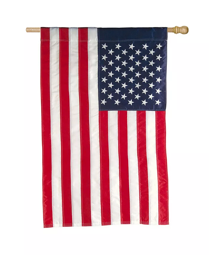 Evergreen American Flag Applique Embroidered House Flag 28 x 44 Inches Outdoor Decor for Homes and Gardens - Intensery