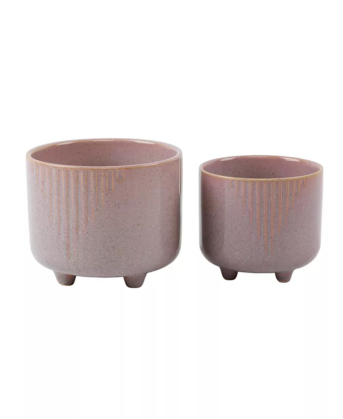 Flora Bunda Cascade Footed Ceramic Planter， Set of 2 - Intensery