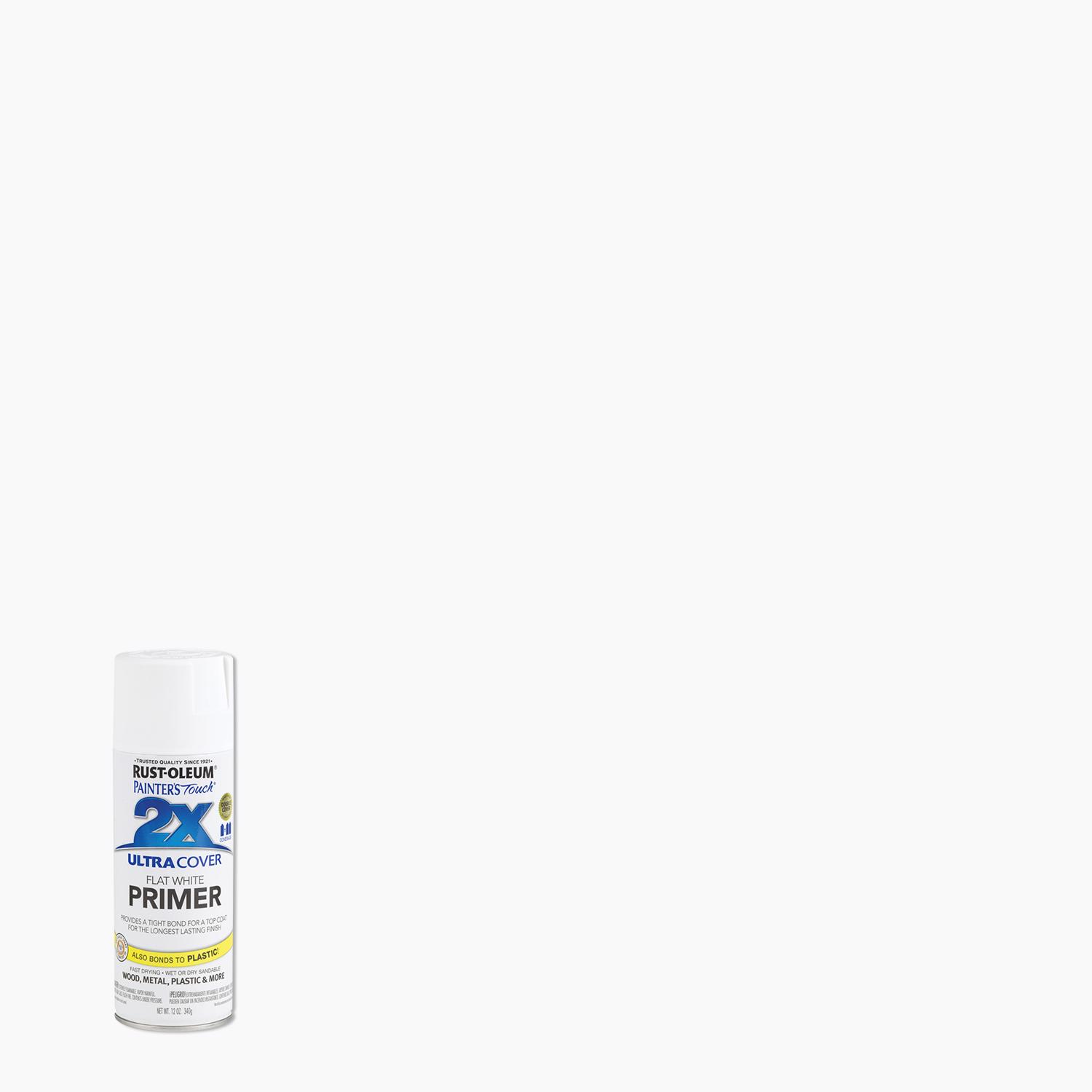 Rust-Oleum Painter\u0027s Touch 2X Ultra Cover Flat White Primer Spray 12 oz - Intensery