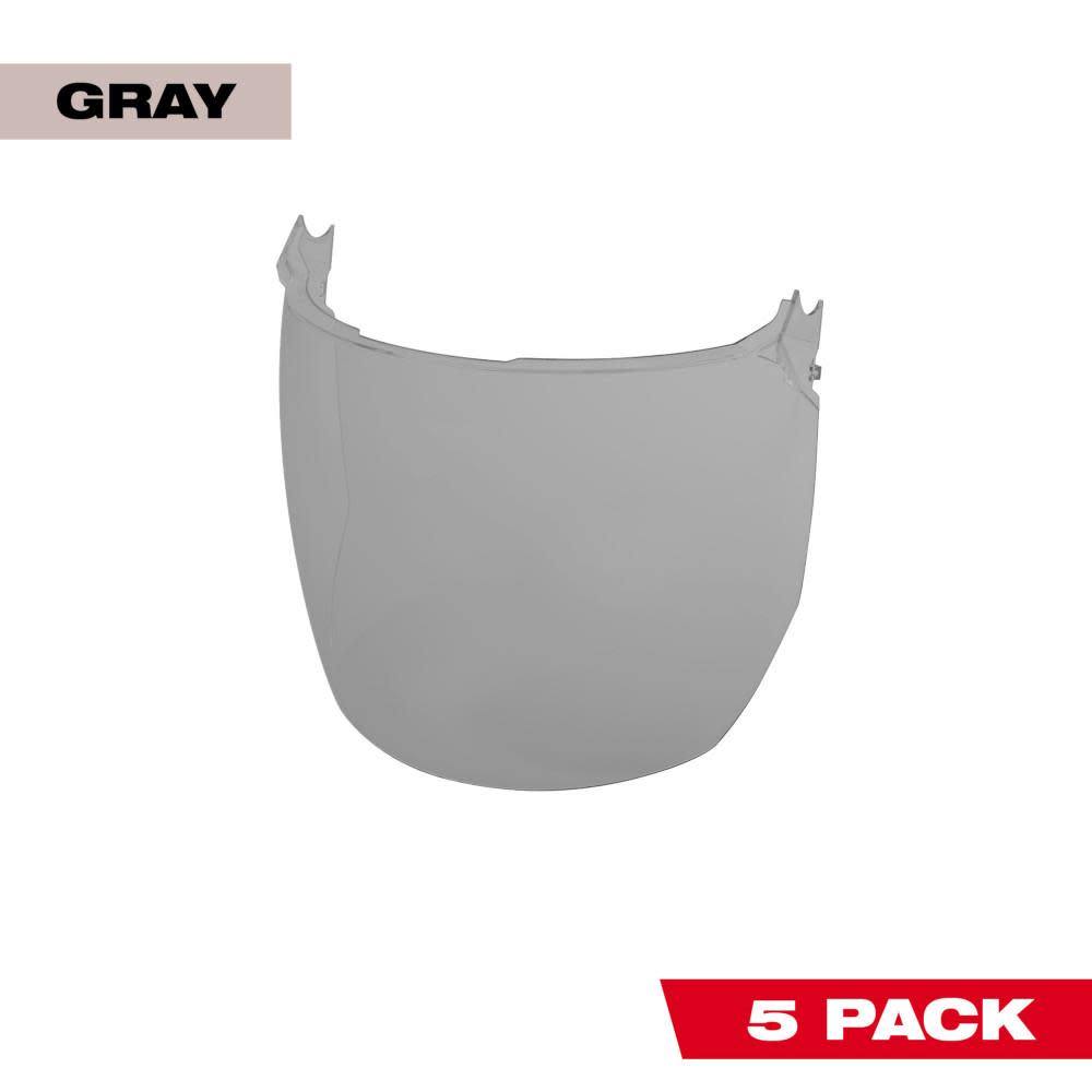 Milwaukee Gray Face Shield Replacement Lenses Helmet and Hard Hat Mount 5pk - Intensery