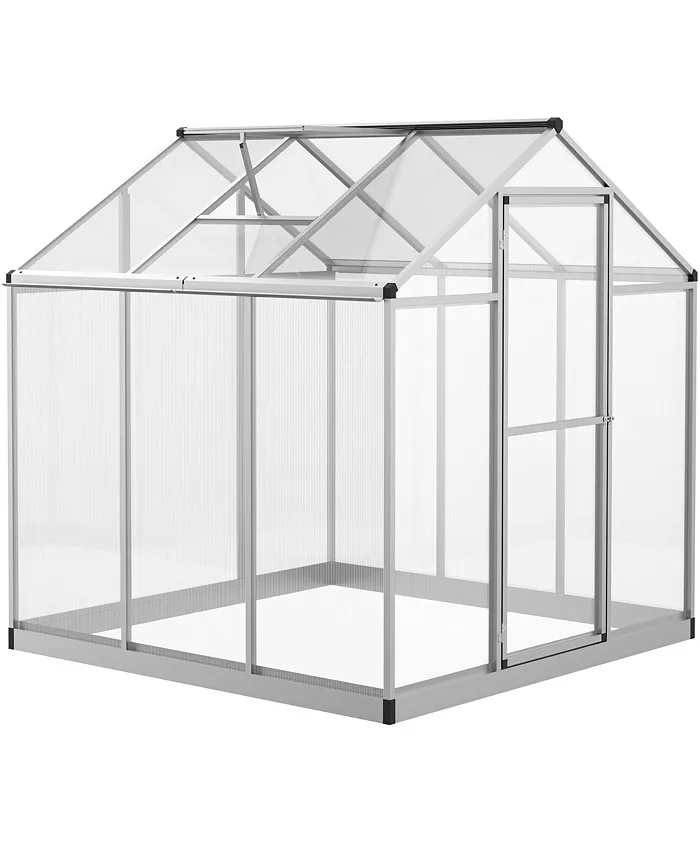 Outsunny 6' L x 6' W Outdoor Walk-In Cold Frame Garden Greenhouse Planter - Intensery