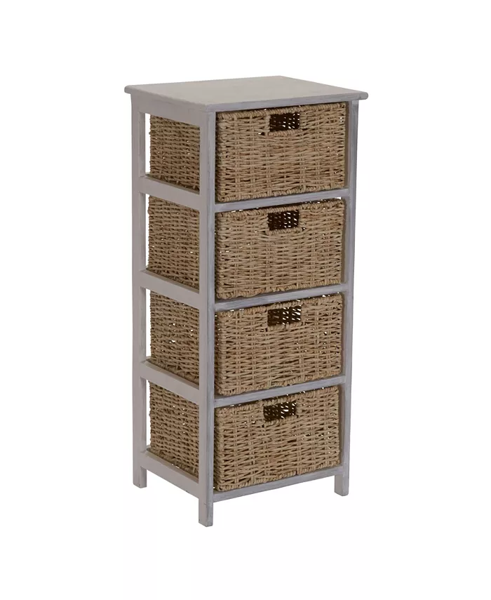 Household Essentials Household Essential Whitewash 4-Basket Storage Tower - Intensery