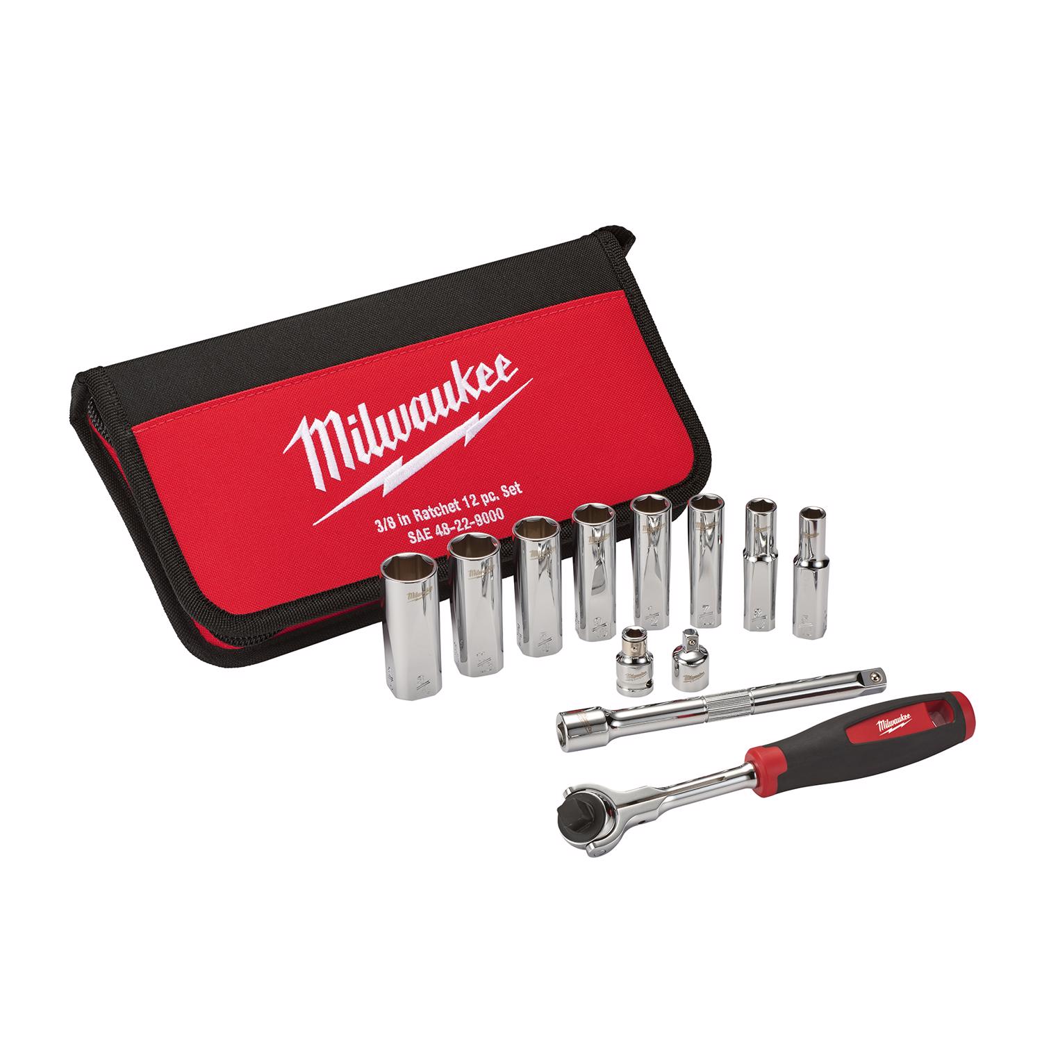 Milwaukee 3/8 in. drive SAE Pivoting Ratchet and Socket Set - Intensery
