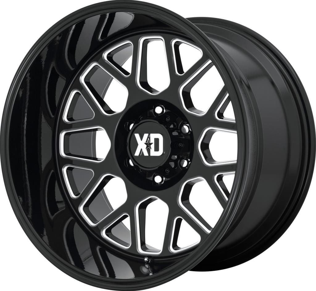 KMC XD84921280344N KMC XD849 Grenade 2 Gloss Black Milled Spoke Wheels - Intensery
