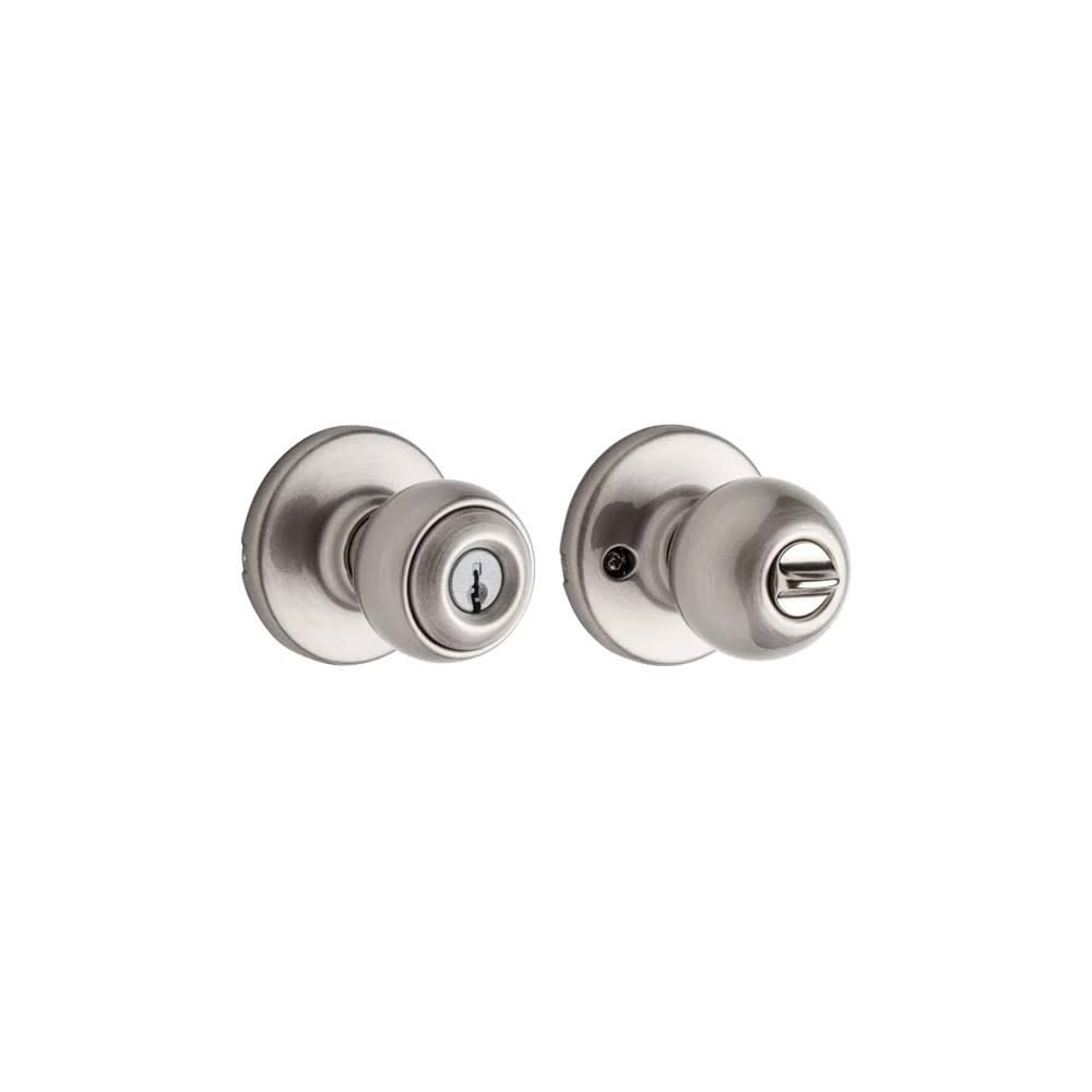 Satin Nickel Security Keyed Entry Exterior Polo Lockset Knob - Intensery