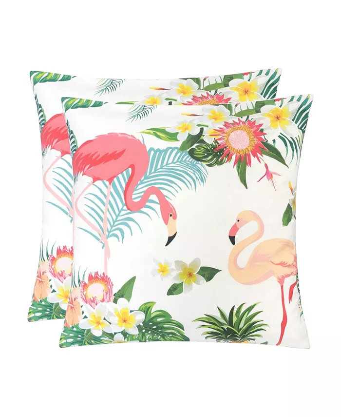 Homey Cozy Outdoor Pillow， Flamingo - Set of 2 - Intensery