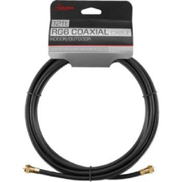 Rocketfish RF-RG612BK 12ft/3.6m RG6 Coaxial Cable Indoor/Outdoor - Intensery
