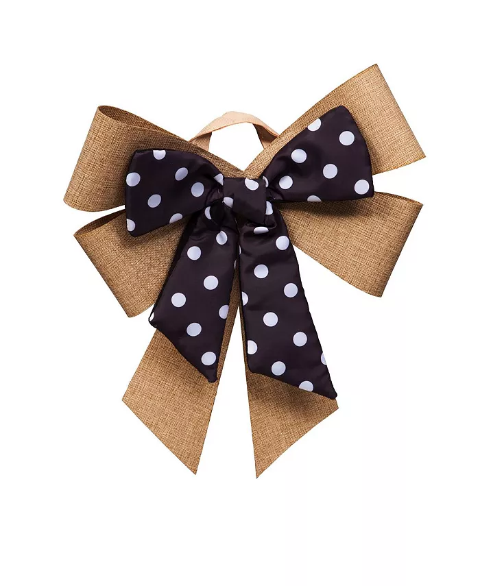 Evergreen Black and White Dot Door Tag Bow - Intensery
