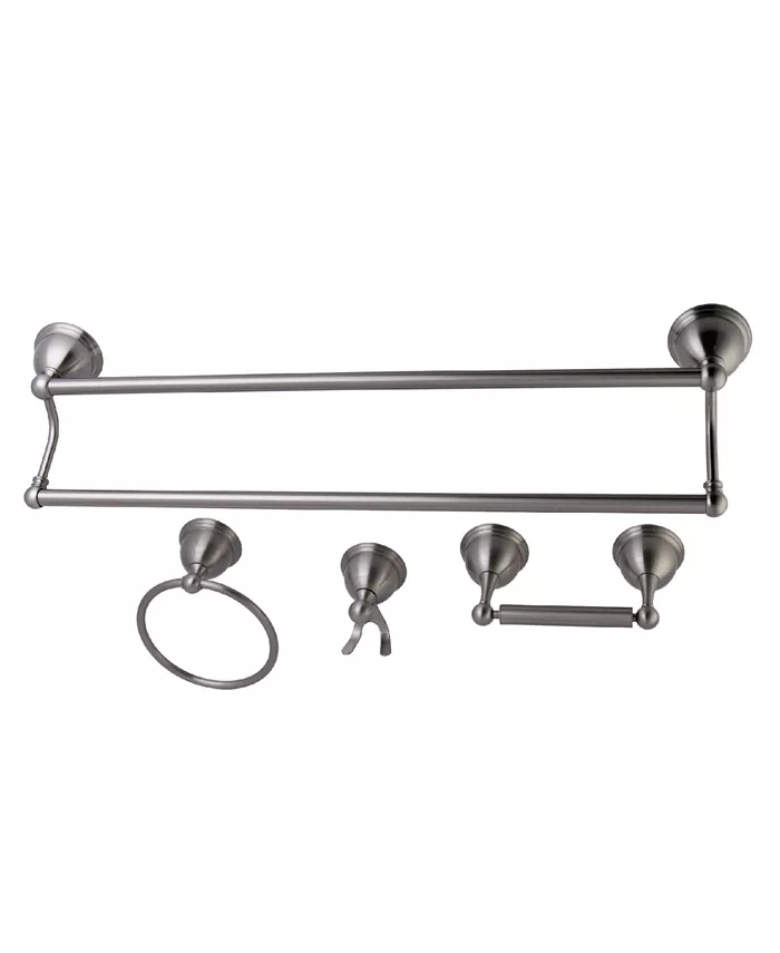 Kingston Brass Restoration 4-Pc. Dual Towel Bar Bathroom Hardware Set in Brushed Nickel - Intensery