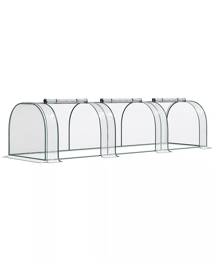 Outsunny Large Round Steel Transparent PVC Tunnel Greenhouse Green - Intensery