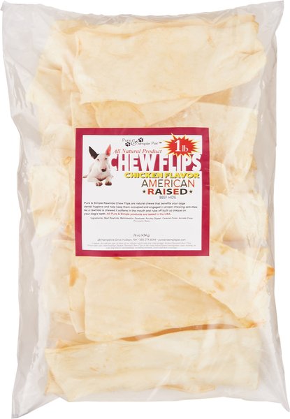Pure and Simple Pet Chicken Flavored Rawhide Chew Flips Dog Treat - Intensery