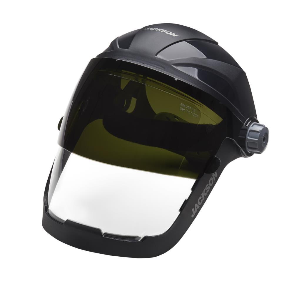 QUAD 500™ Premium Multi-Purpose Face ShieldClear Window with Shade 5 IR Flip VisorAnti-Fog Coating370 Speed Dial™ Ratcheting Headgear - Intensery