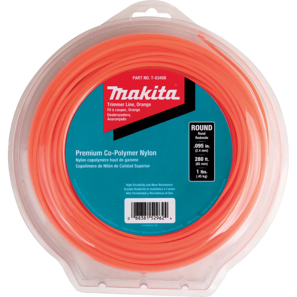 Round Trimmer Line， 0.095”， Orange， 280’， 1 lbs. - Intensery