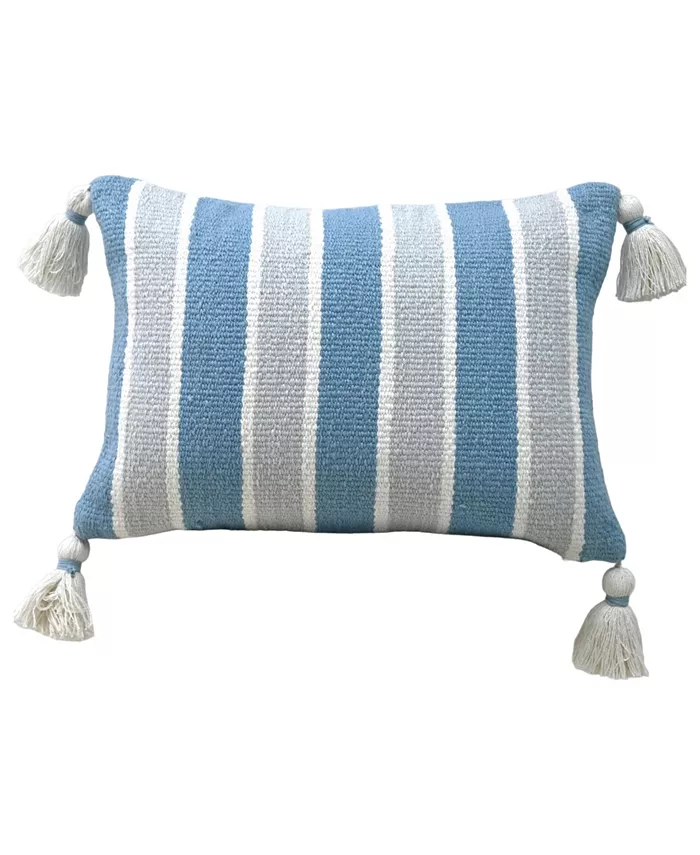 Vibhsa Linden Street Handwoven Corner Tassels Decorative Pillow， 14'' x 20'' - Intensery