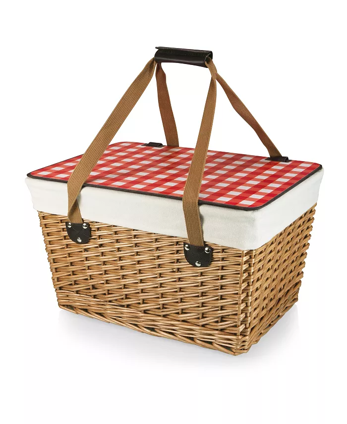 Picnic Time Red Canasta Grande Wicker Basket - Intensery