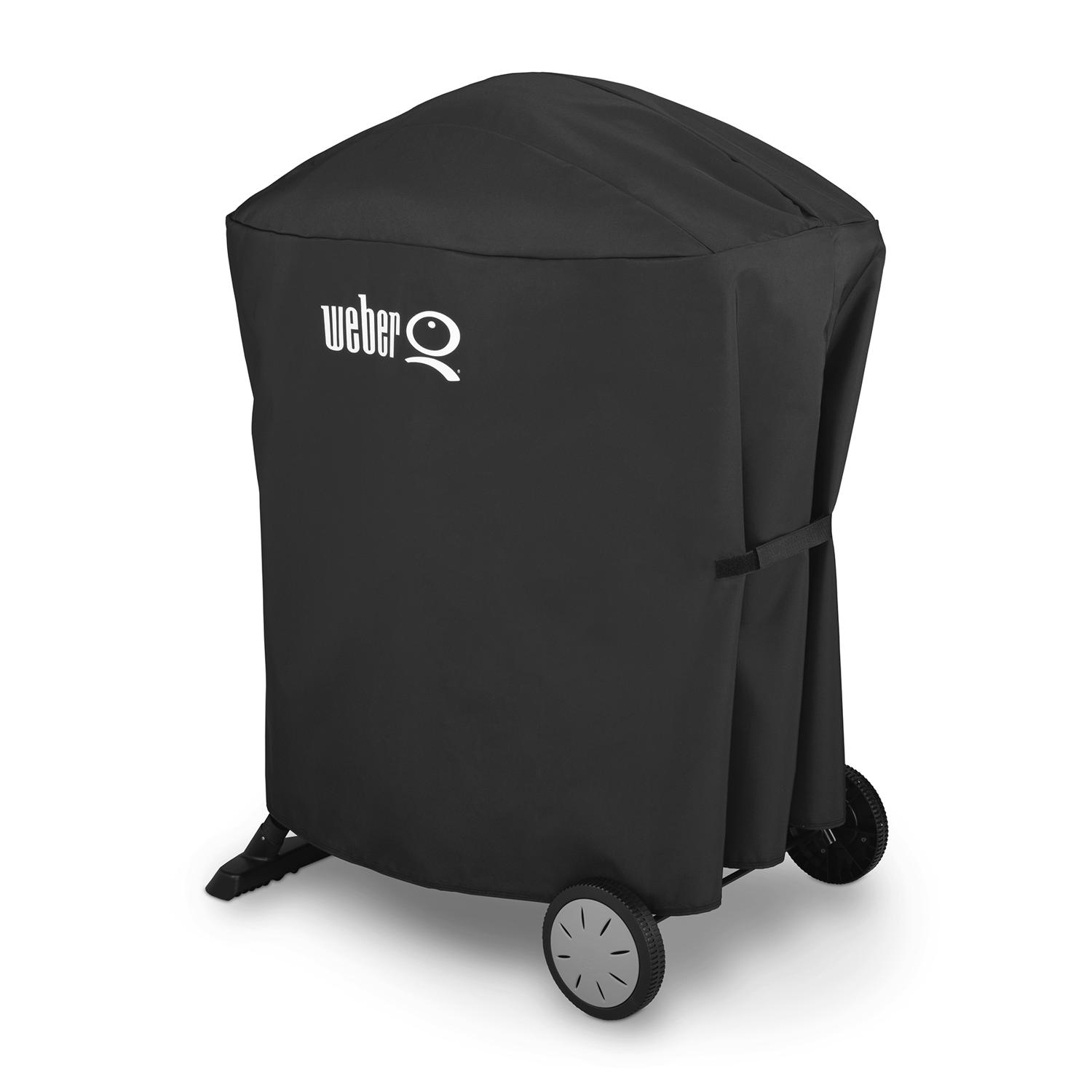 Weber Q100/1000 \u0026 Q200/2000 w/Portable Cart Black Grill Cover - Intensery