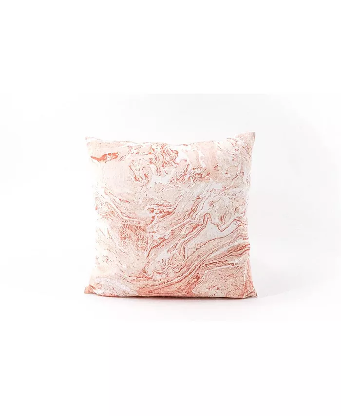 Anaya Home Pink Marbled Linen Down Alternative Pillow - Intensery