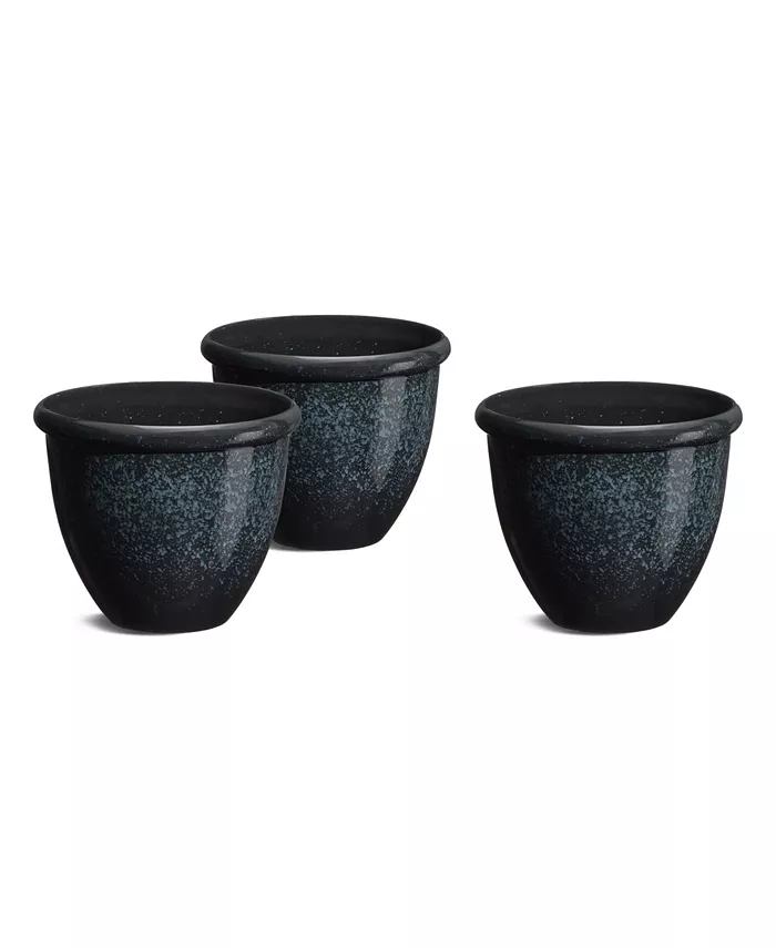 Glitzhome Environmental Oversized Faux Ceramic Round Pot Planter， Set of 3 - Intensery