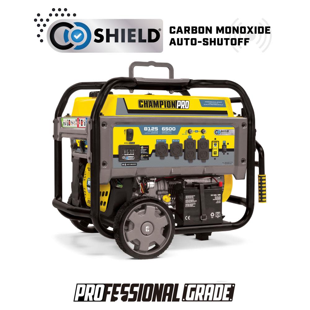 Champion PRO Generator 6500 Watt Professional Grade Portable with CO Shield and Electric Start - Intensery
