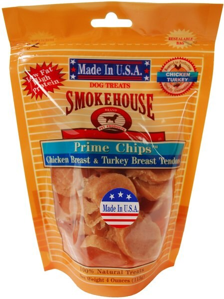 Smokehouse USA Chicken Breast and Turkey Breast Tendons Prime Chips Dog Treats - Intensery