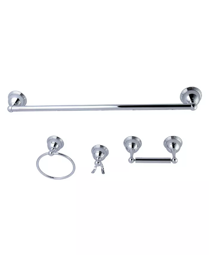 Kingston Brass Restoration 4-Pc. Towel Bar Bathroom Hardware Set in Polished Chrome - Intensery
