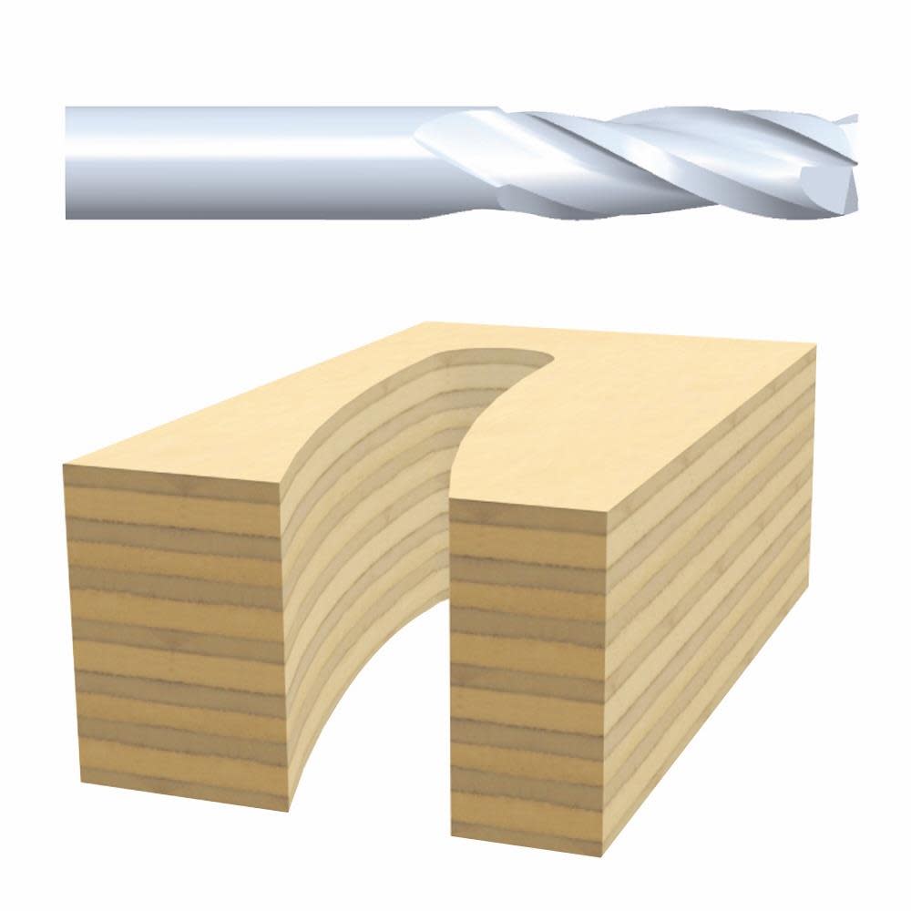 Bosch 1/4 In. x 1 In. Solid Carbide 2-Flute Downcut Spiral Bit 85903M from Bosch - Intensery