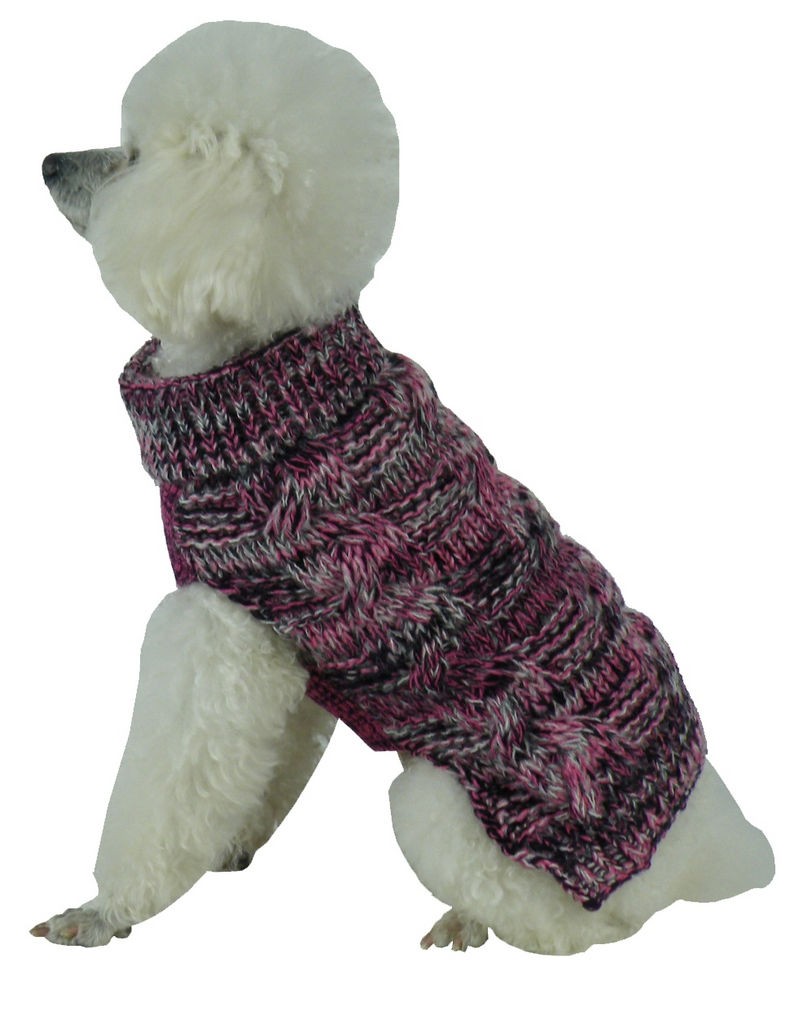 Pet Life Royal Bark Heavy Cable Knitted Designer Fashion Dog Sweater in Pink， Black and Grey (Medium) - Pet Life SW16PKBKMD - Intensery