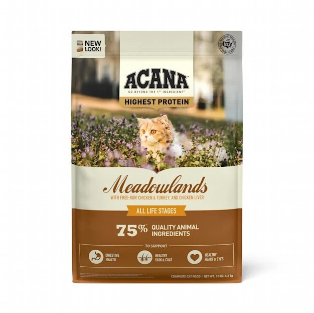 ACANA Highest Protein Meadowlands Dry Cat Food - 10 lb Bag - Intensery