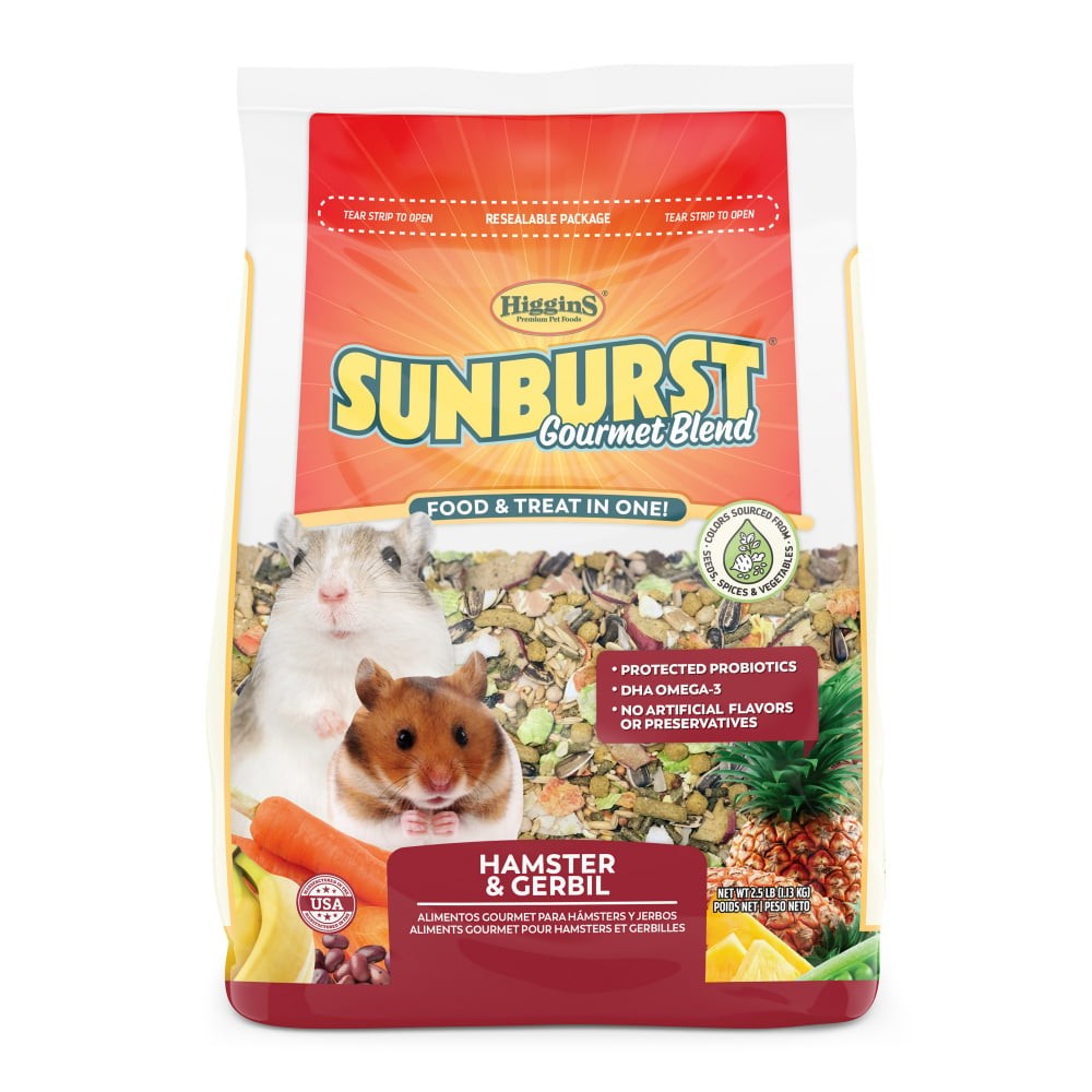 Higgins Sunburst Gourmet Blend Hamster and Gerbil Food - 2.5 lb Bag - Intensery