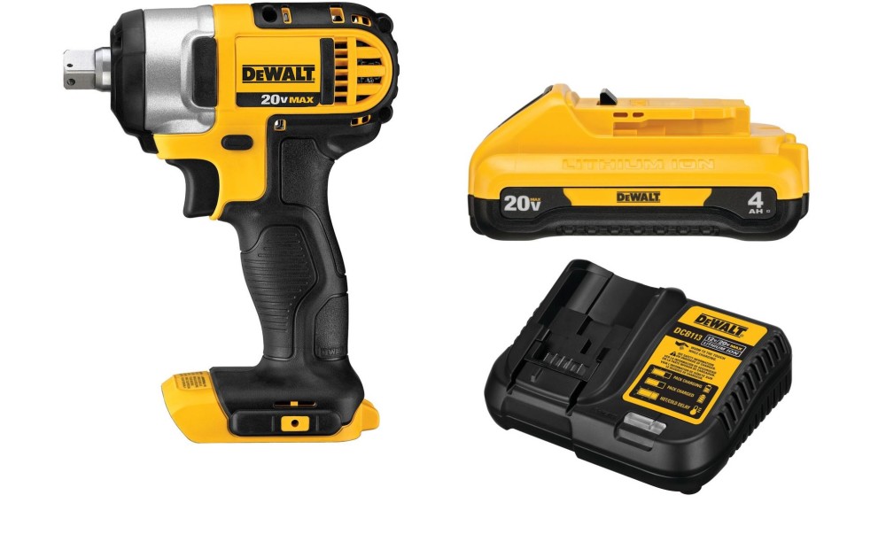 DEWALT 20V MAX 1/2 Impact Wrench with Compact 4Ah Battery Starter Kit Bundle - Intensery