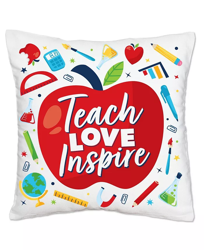 Big Dot of Happiness Thank You Teachers Appreciation Decor Cushion Case Throw Pillow Cover 16 x 16 In - Intensery