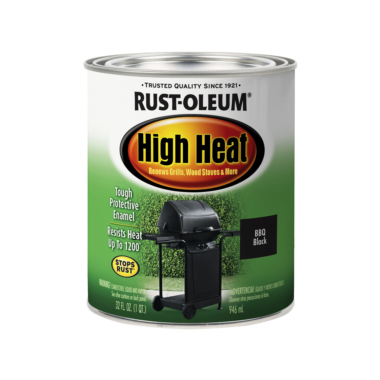 Rust-Oleum Specialty Satin BBQ Black Oil-Based High Heat Enamel 1 qt - Intensery