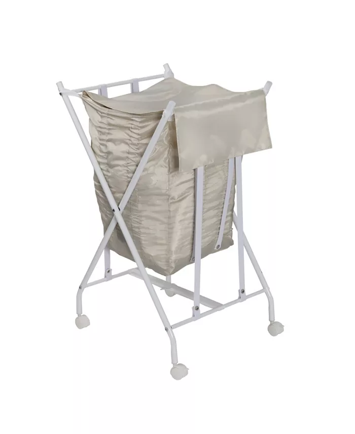 Honey Can Do Single Bounce Back Hamper No Bend Laundry Basket with Wheels and Lid - Intensery
