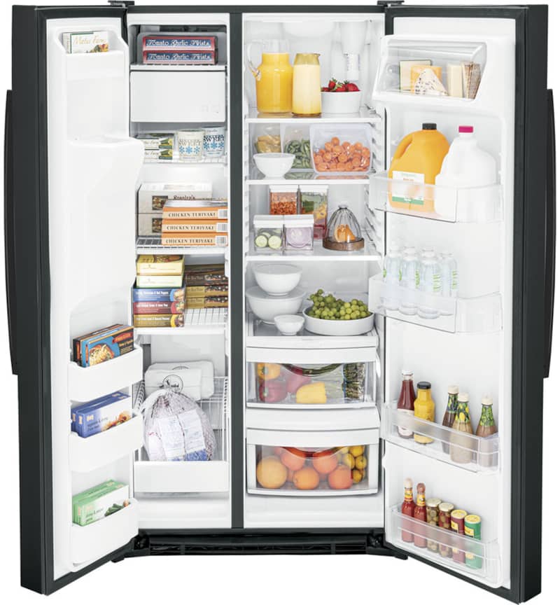 GE 25.3 Cu. Ft. Black Side-By-Side Refrigerator - Intensery