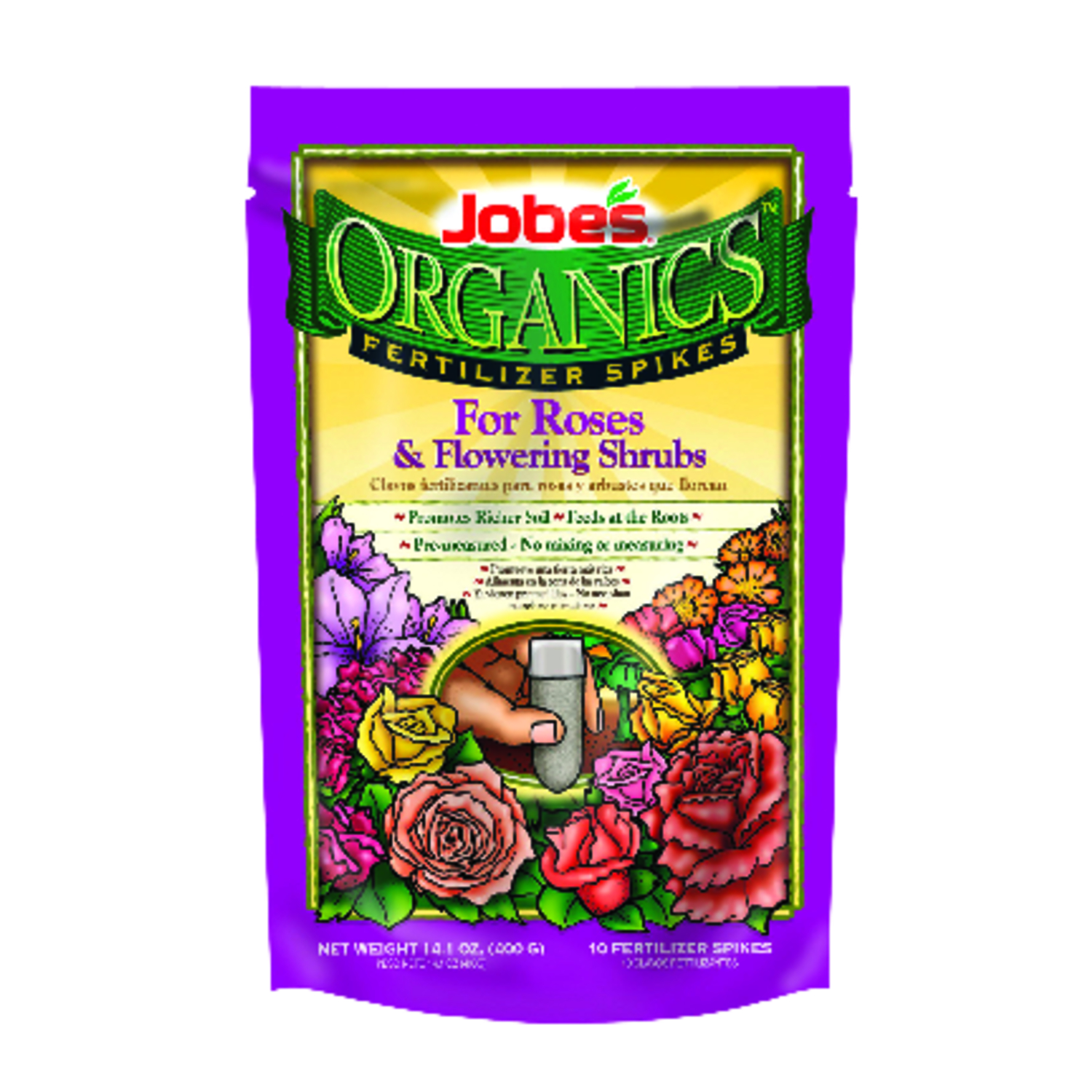 Jobe\u0027s Organic Spikes Roses Root Feeder 14.1 oz - Intensery