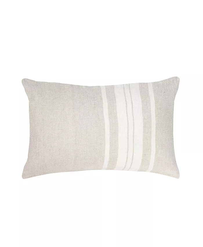 Anaya Home Natural Beige Bold Stripes Linen Down Lumbar Pillow - Intensery