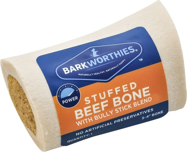 Barkworthies Shin Bone Stuffed with Bully Stick Blend Dog Treat - Intensery