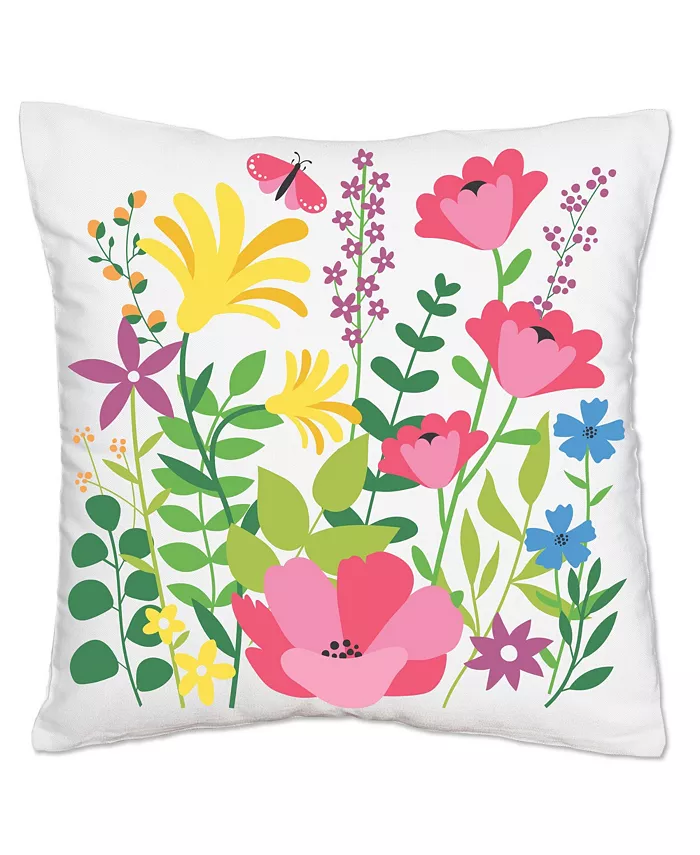 Big Dot of Happiness Wildflowers - Boho Floral Canvas Case - Throw Pillow Cover - 16 x 16 Inches - Intensery