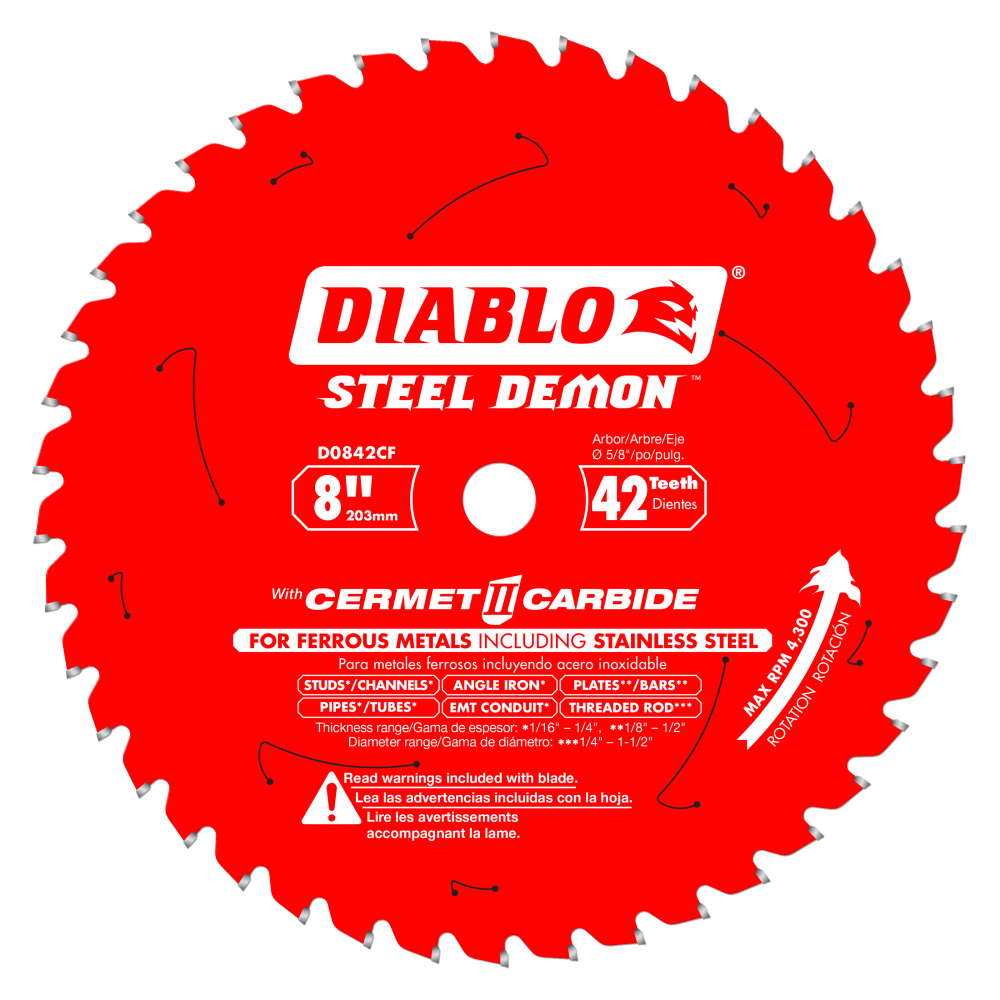Diablo Tools 8 x 42 Tooth Cermet Metal and Stainless Steel Cutting Saw Blade - Intensery