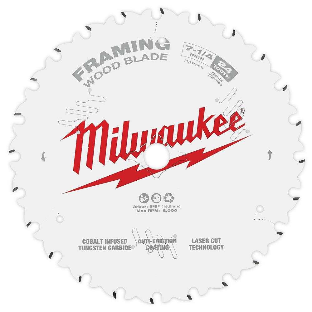 Milwaukee 7-1/4 in. 24T Framing Circular Saw Blade 48-40-0720 from Milwaukee - Intensery