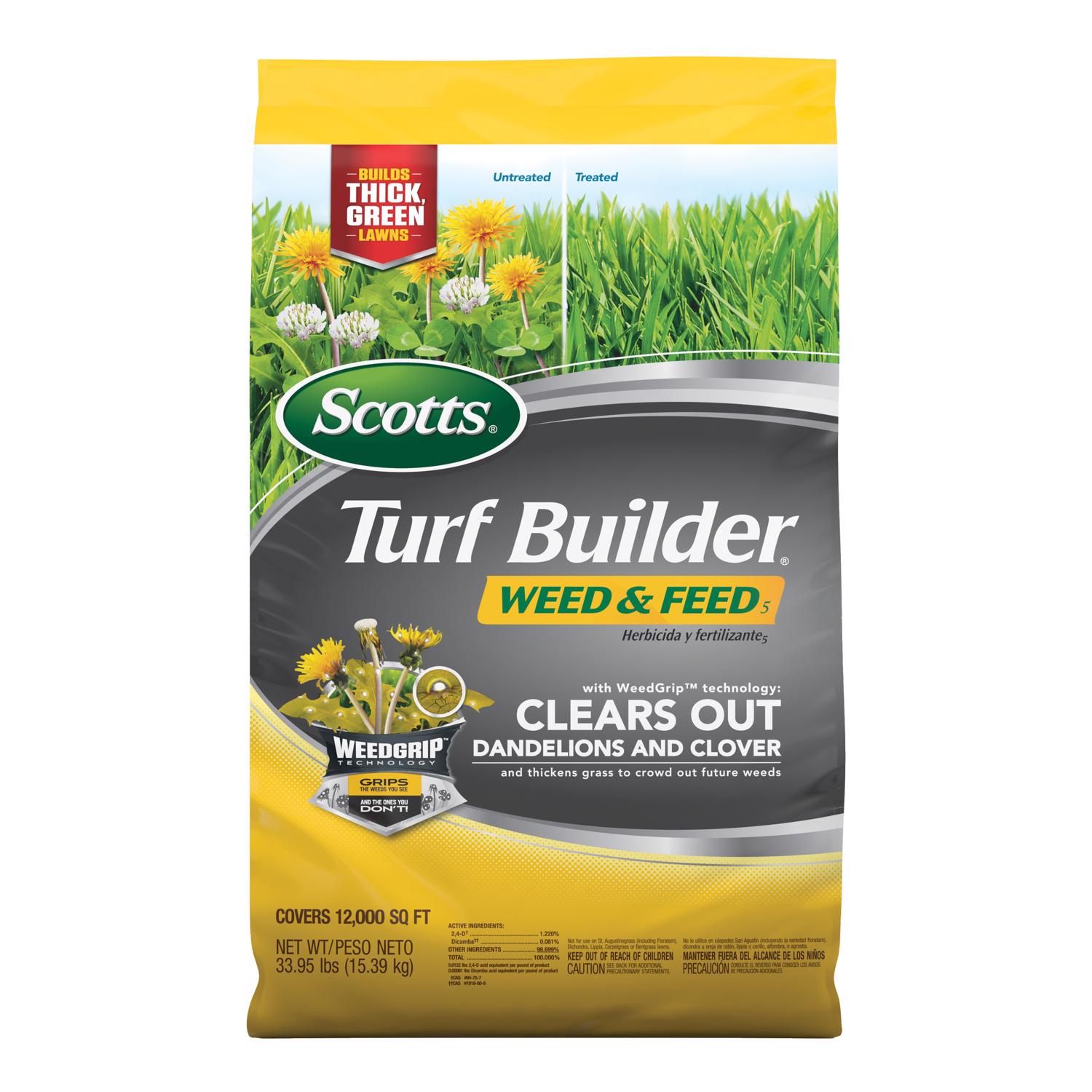Scotts Turf Builder Weed \u0026 Feed Lawn Fertilizer For Multiple Grass Types 12000 sq ft - Intensery