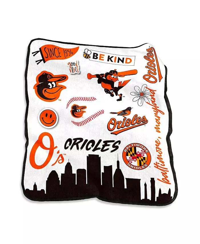 Logo Brands Baltimore Orioles 50'' x 60'' Native Raschel Plush Throw Blanket - Intensery