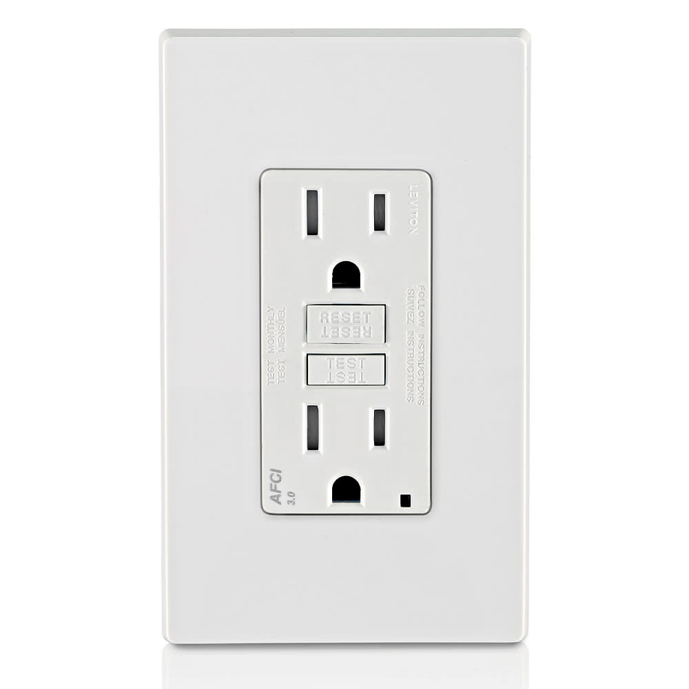 Leviton SmartlockPro AFCI Outlet 15A 125V 2 Pole Duplex White - Intensery
